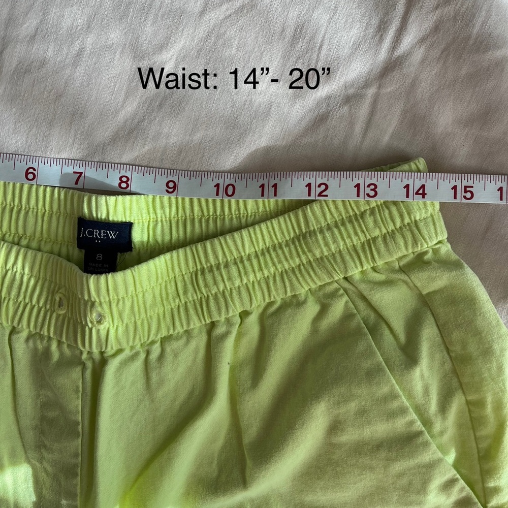 J.Crew• Linen Blend Neon Yellow Pants• Sz 8 - Picture 7 of 7